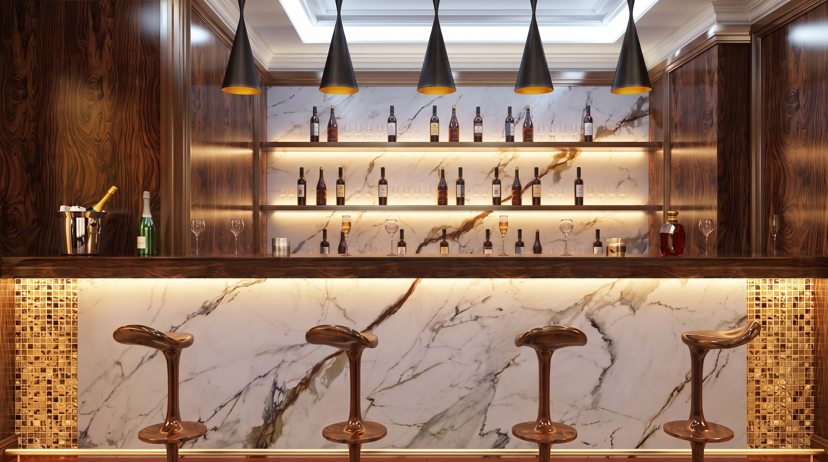 Luxury kitchen with quartz countertop